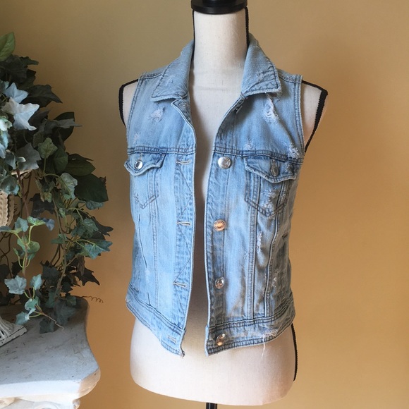 distressed jean vest